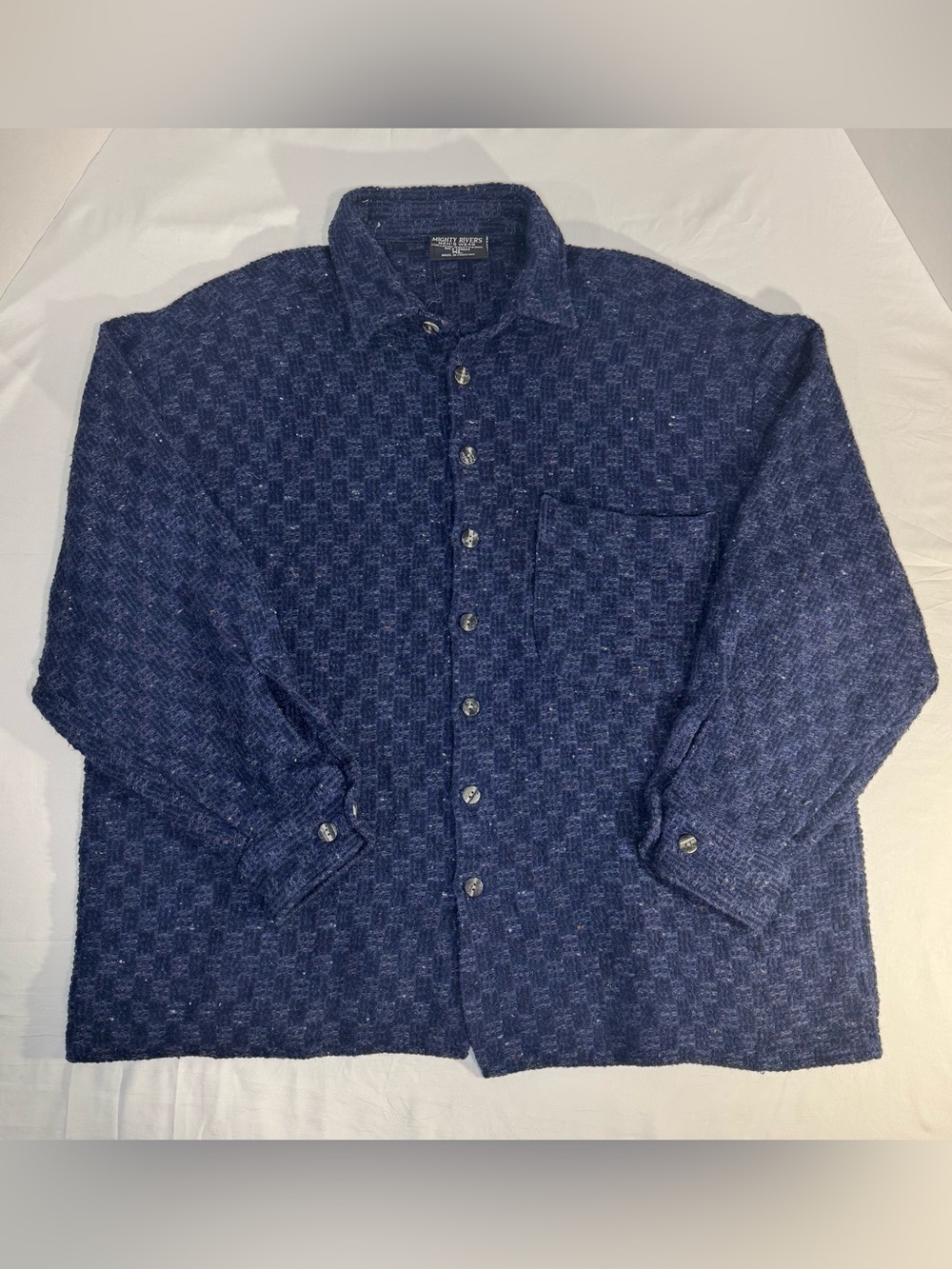 Mighty Rivers Mens XL Blue Wool Blend Button Front Shirt Jacket